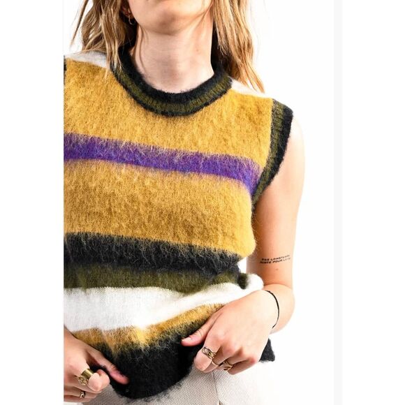 ASOS Multi-Color Striped Fuzzy Vest by Lili Sidonio - Picture 1 of 9